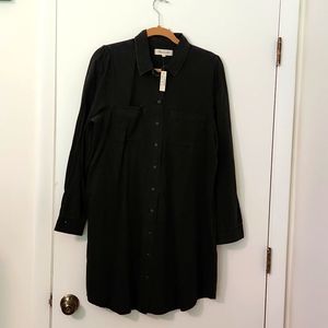 Madewell NWT Black Button Down Shirt Dress Size XL
